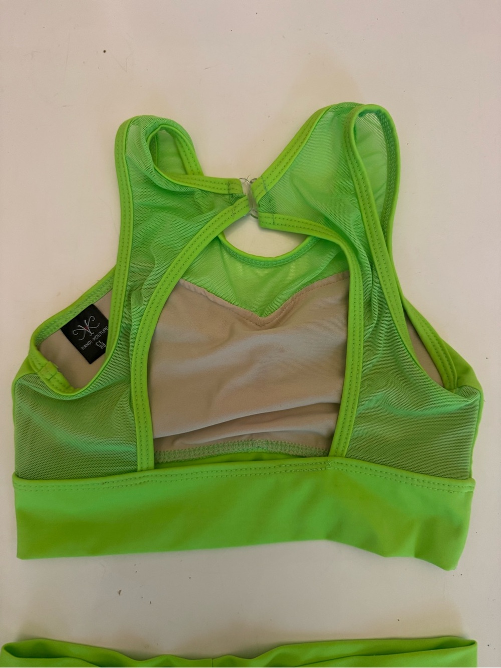 Neon Lime Two-Piece Dance Set. Size CXL 10/12 - Picture 2 of 2